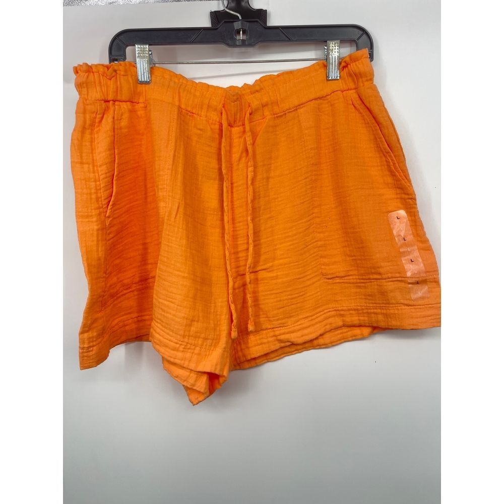 Vibrant Orange Crinkle Shorts‎
